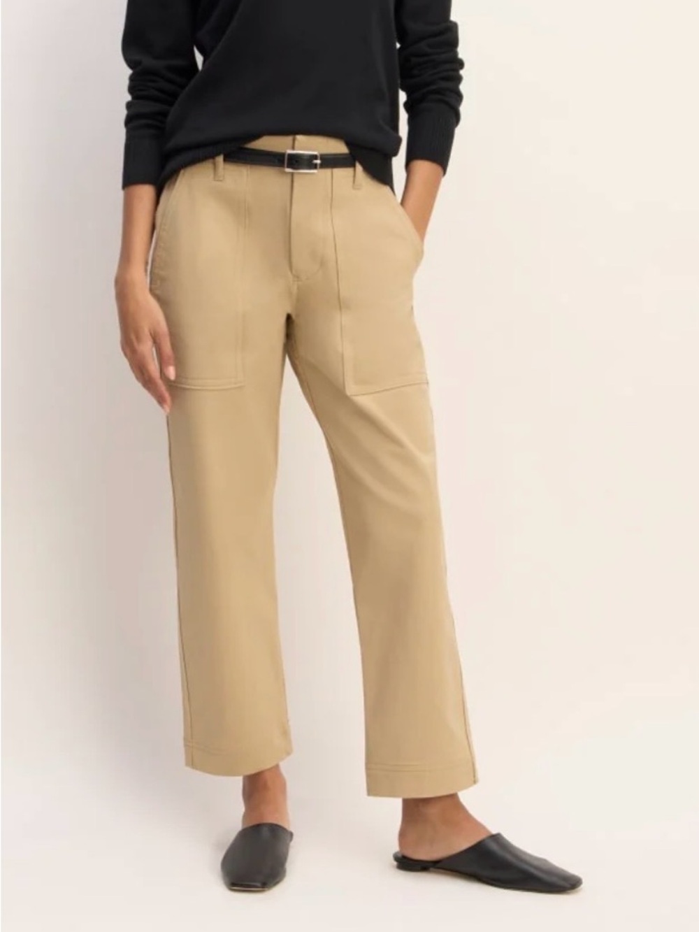 Everlane Wide-Leg Utility Pants in Khaki
